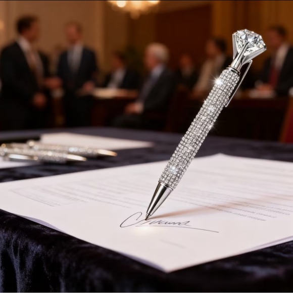 Elegant 6” Silver Crystal Pen NEW Large diamond crystal exquisite in gift-box - Picture 10 of 16